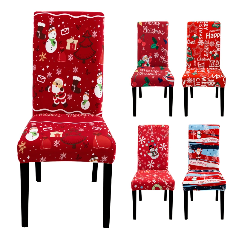 Stretch Removable Washable Dining Room Chair Protector Slipcovers Christmas Home Decor Dining Room Seat Cover  For Hote Ceremony