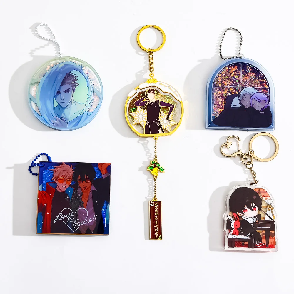 CNAWO Custom Clear Acrylic Charm Print Liquid Oil Filled Shaker Acrylic Keychain