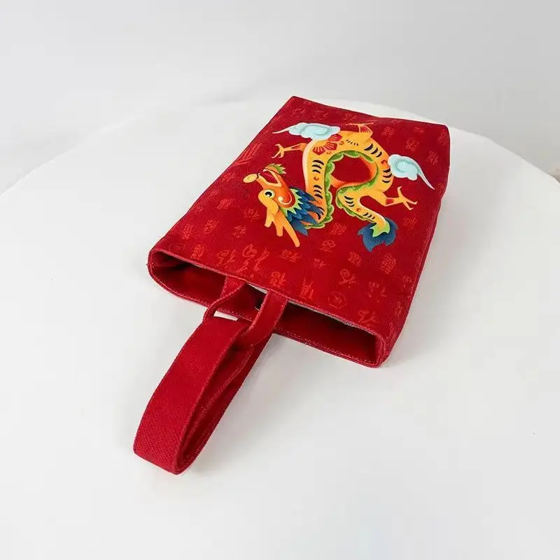 JULUN Spring Festival Dragon Year Baifu hand bucket cloth bag national tide wrist bag enterprise annual gift bag