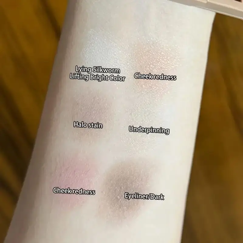 6-Color Metallic Matte Eyeshadow Palette Multi-function Disc Matte Powder Blusher Facelift Highlight All-in-one Eyeshadow