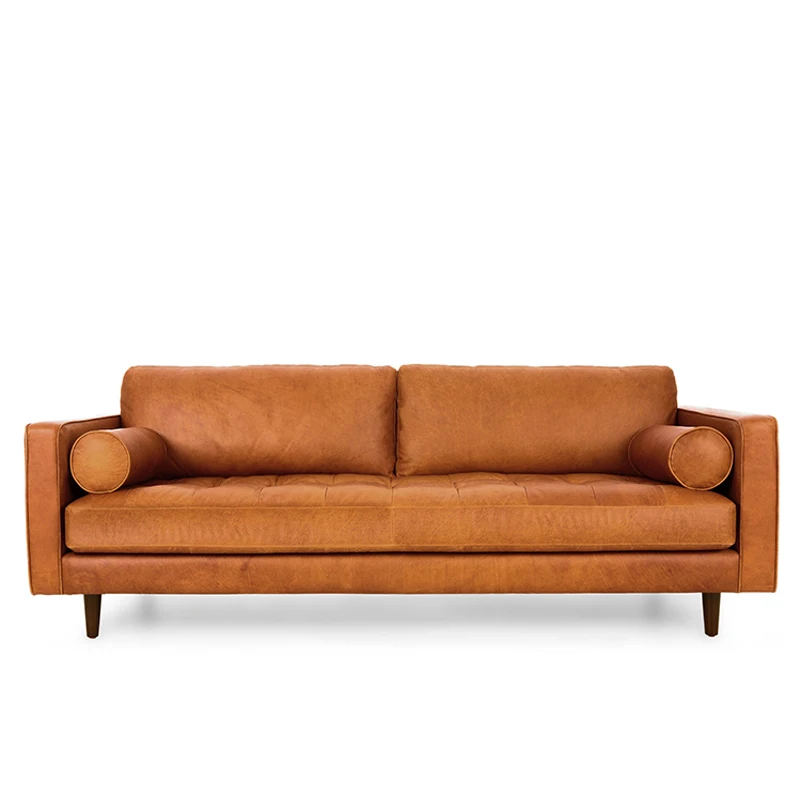 Нордический простой современный минималистичный обивка Лофт три дивана Американский свет роскошный маленький семейный кожаный диван для гостиной