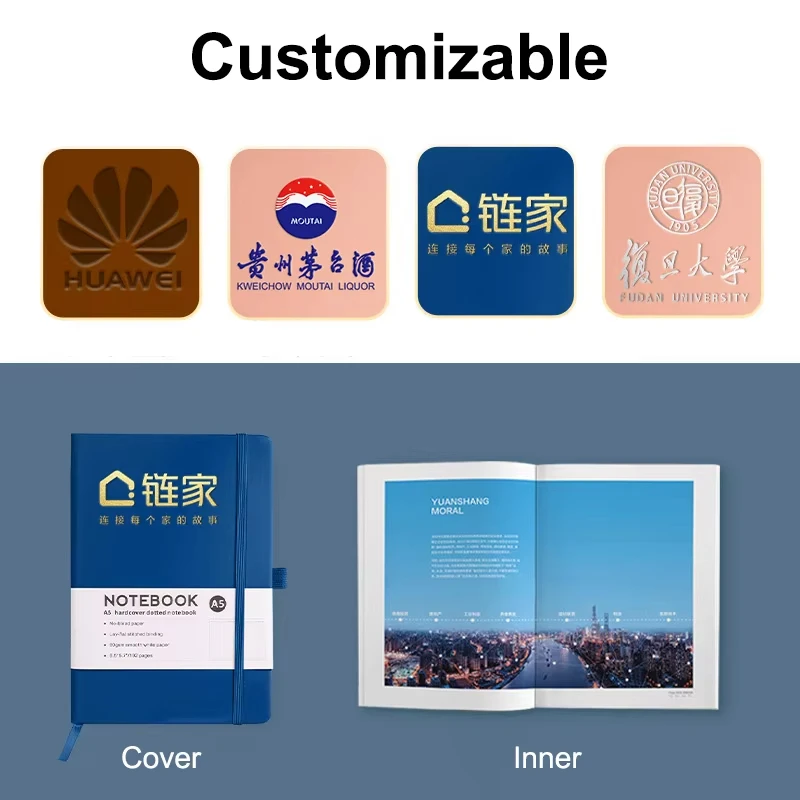 TL748 Factory Customizable Logo PU Leather Notebook Emboss Logo Promotion Gift Custom A5 with Pen Holder Journal Diary Notebook