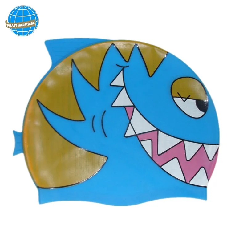 Cheap making cartoon shaped animal print silicone swimming cap