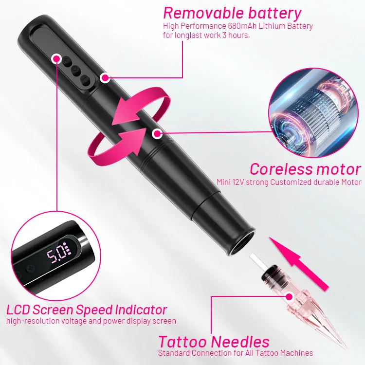 wireless tattoo machine pen kit pmu machine with power supply permanent makeup machine kit