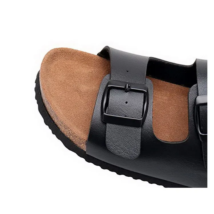 Wholesale Men Flat Sandals With Adjustable Buckle Sandals Cork Sole