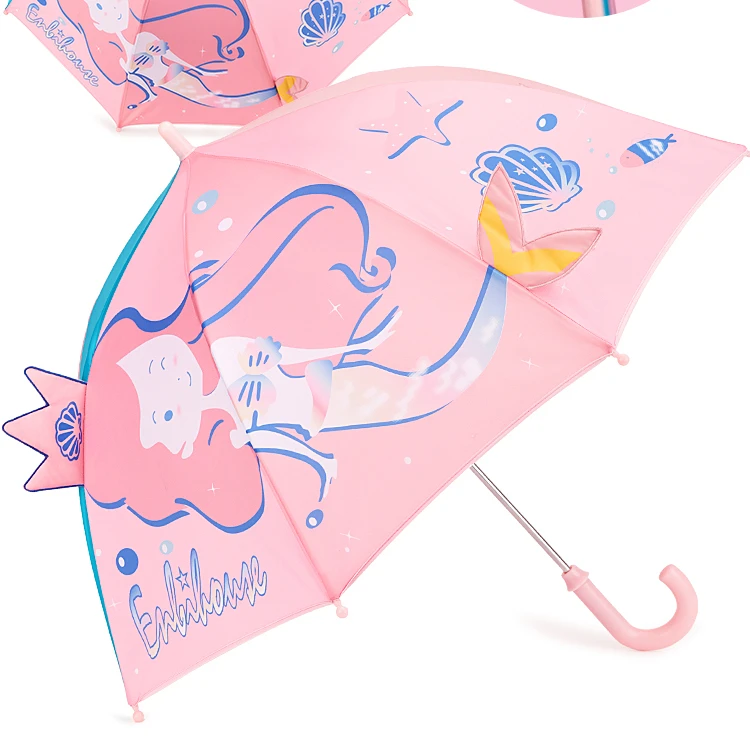 
Diomio Mermaid 3D Personalized Cute Cartoon Umbrella Children Creative Kids Animal Folding Umbrella 