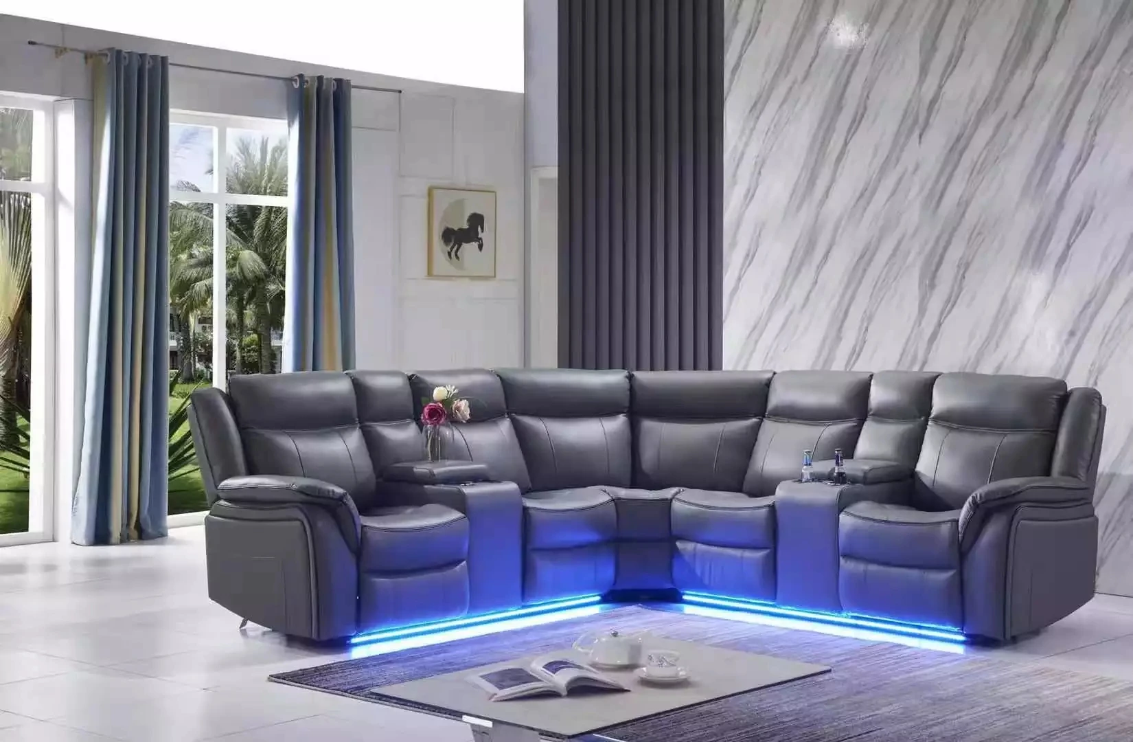 2022 Best selling sectional sofa with power recliner and LED leg