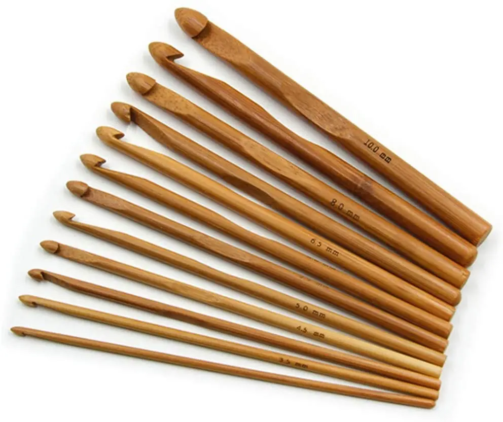 Hot Selling Eco Friendly 12PCS Bamboo Knitting Needles Bamboo Crochet Hook for Hand Knitting