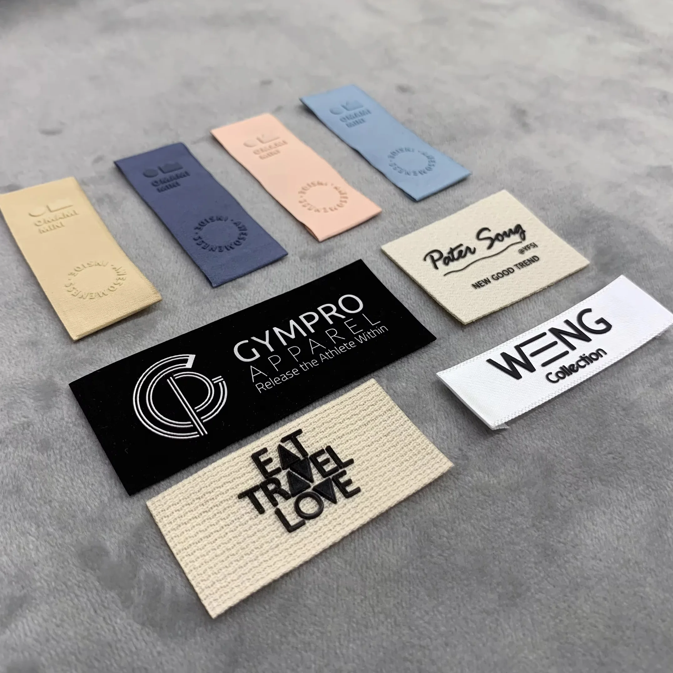 Custom 100% organic cotton High-Density Woven Fabric Label Clothing Accessories Label Garment Brand Tags 3D silicone Logo Labels