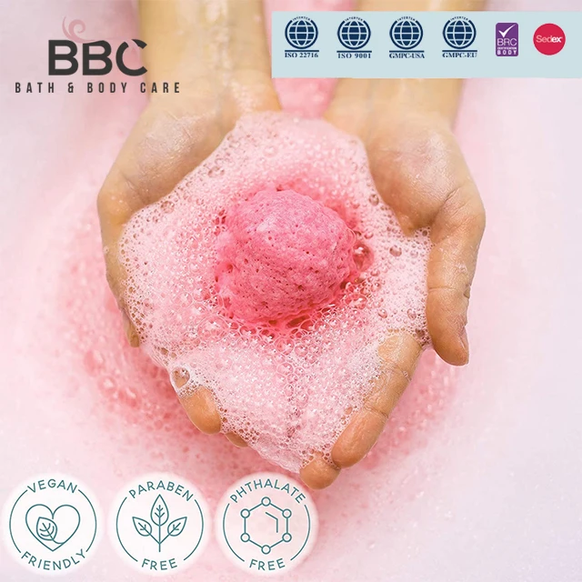 OEM Customized Private Label Colorful Ball Shape Bath Bomb with Dry Flower Box Package Gift Set for Spa