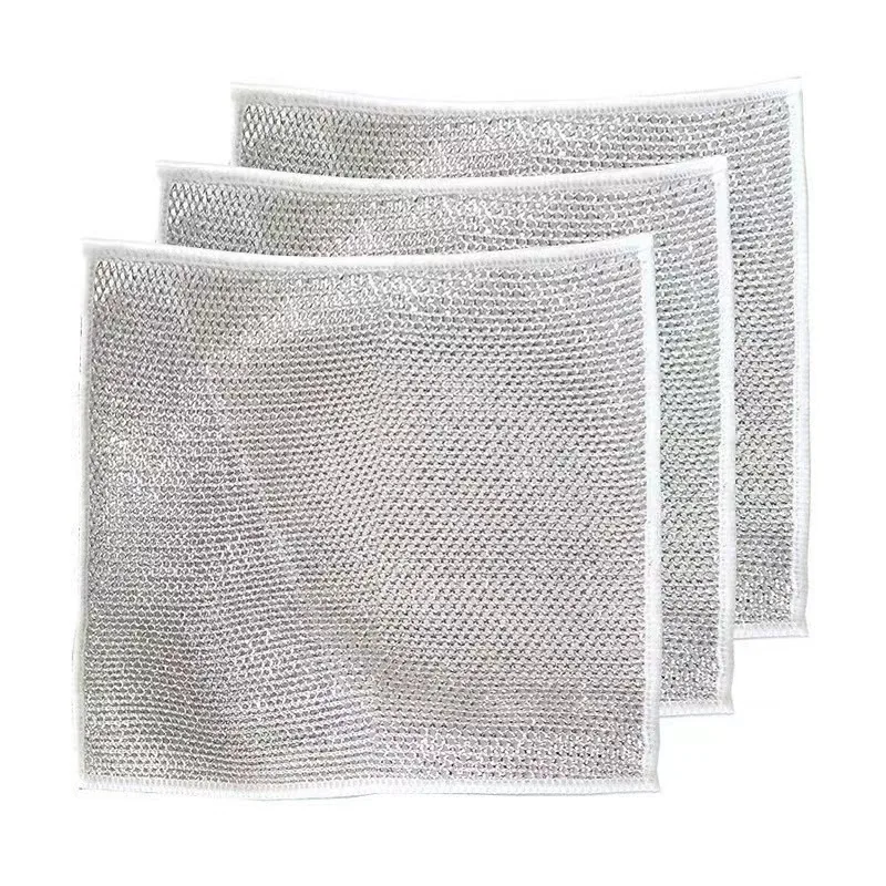 Mesh Cleaning Cloth Dish Towel Non-stick Oil Rag Steel  Wire Cleaning Rag Kitchen Pan Stove Clean Tools Dish Cloth Scouring Pad