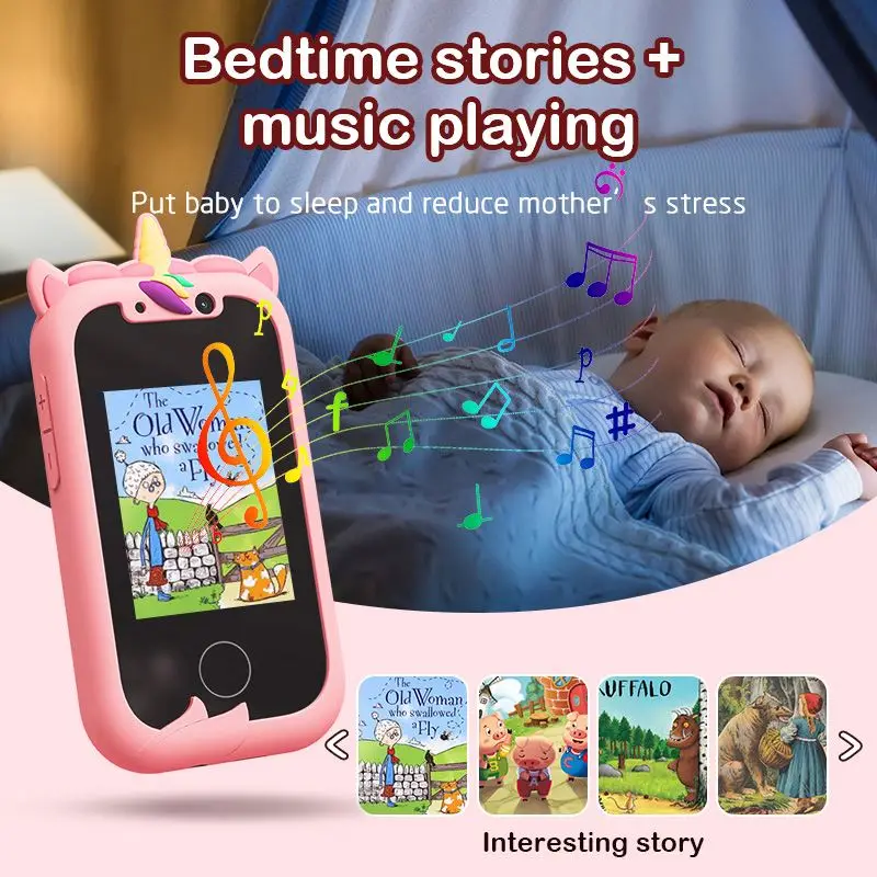KP06 Unicorns Christmas Birthday Gifts Touchscreen Learning Toy Kids Smart Phone for Girls Toys 2-6 Years Old