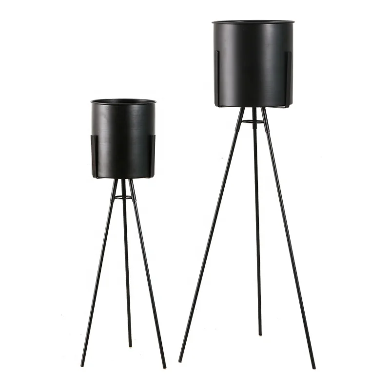 Modern Metal Planter House Home Decor Long Leg Wrought Iron Flower Pot Floor Stand for Indoor and Outdoor Garden Decoration