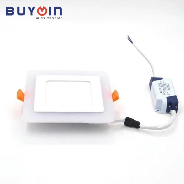 Zhongshan 110V 220V lampara led ceiling Lights 3+3w 6+3w 12+4w Smart downlight lamp 18+6w Double Color PLAFON led panel square