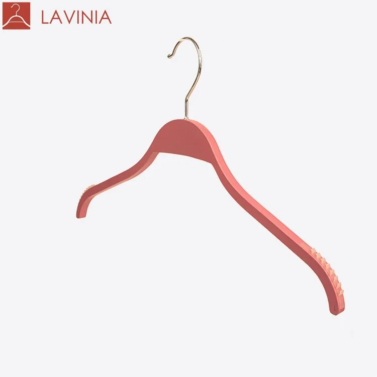 Lavinia Pink Plywood Laminated Wooden Clothes Hangers for Coats Shirts Suit Bentwood Hangers of Nature Style For Garment Display