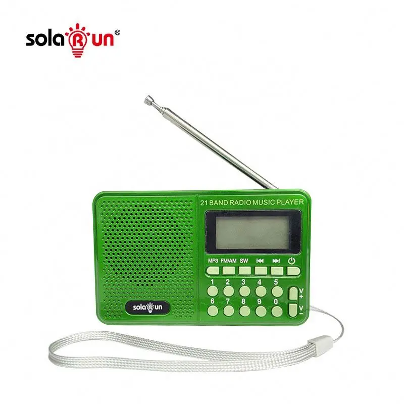  Карманное радио с солнечной батареей FM AM SW MP3 SD слот для карты портативная литий-ионная