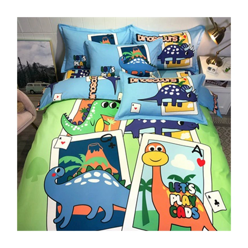 3 Or 4Pcs Twin King Size Dinosaur Bed Sheet Bedsheet Quilts Duvet Cover Custom Cartoon Bedding Set Kids For Children
