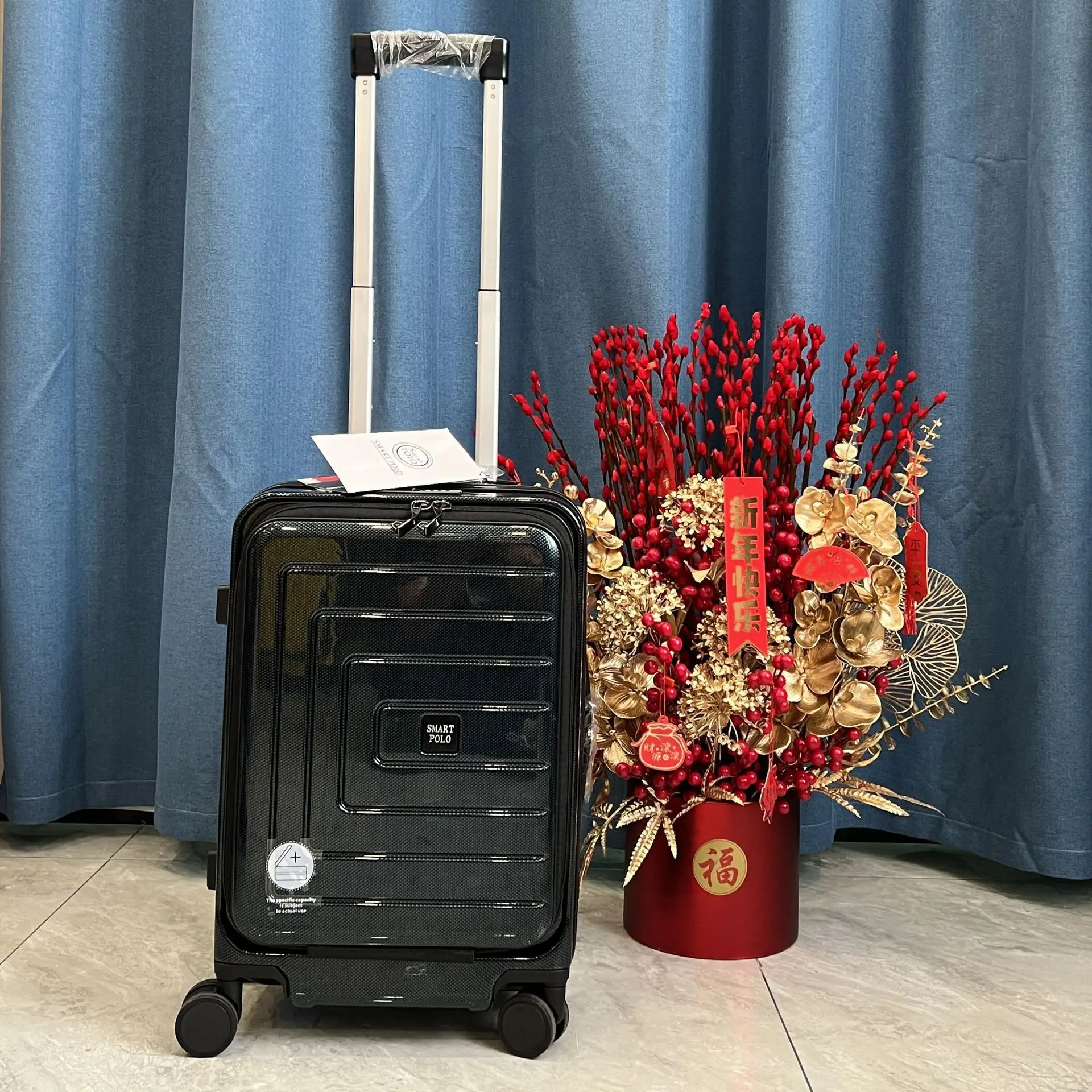 PC hard-sided suitcase with USB charging port Suitcase New carry-on suitcase with front laptop cabin luggage