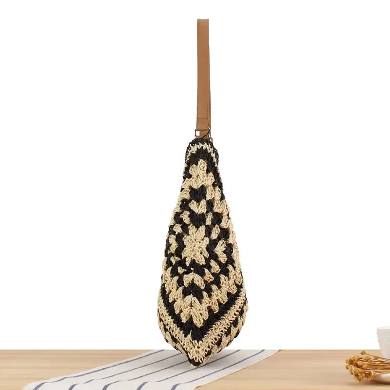 Women Straw Beach Bag Bucket Tote Summer Woven Handmade Handbag Shoulder Bag