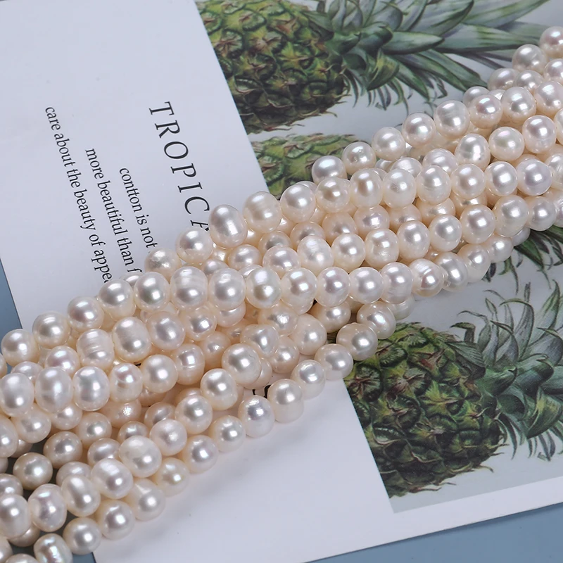 6-7mm Loose Beads Freshwater Pearl Natural Potato Shape Pearl Strands