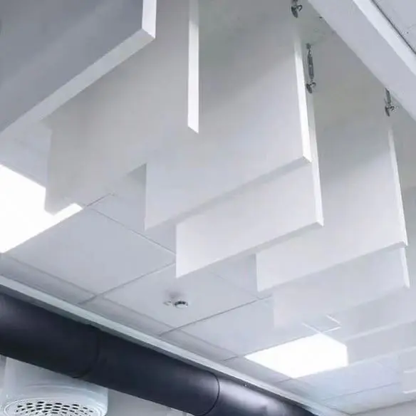 Acoustic Suspended Glassfiber Baffles Sound Proof Foam Panels Vertical Suspension