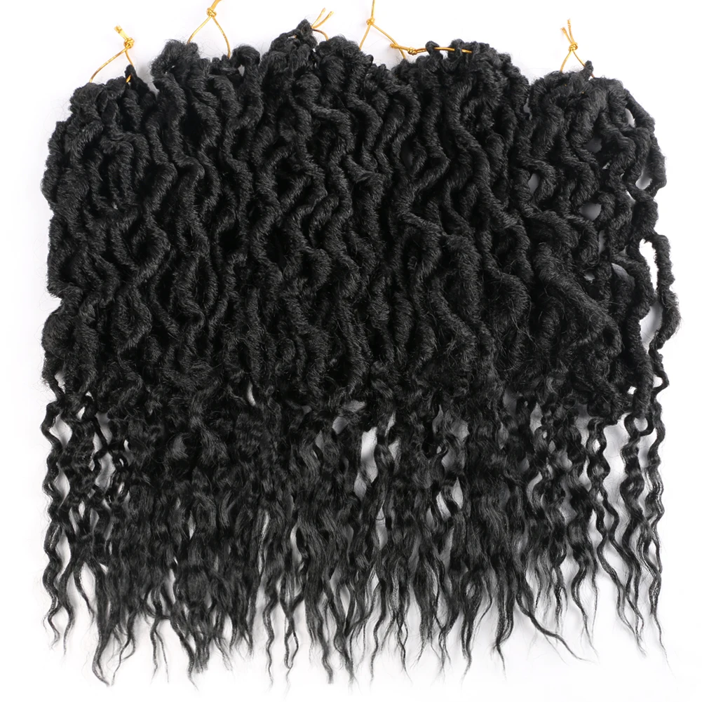 wholesale Goddess Faux Locs Hair Extension 16 inch 24 roots Curly Bohemian Queen Locs for Women Crochet Hair