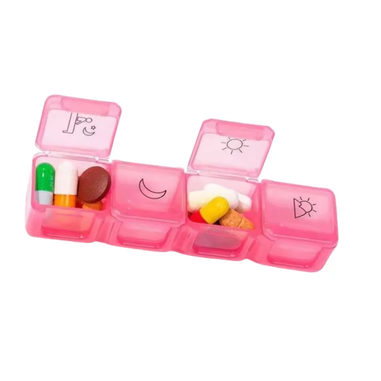 Eco Friendly Travel Size Pill Box 7 Compartments Daily Plastic Pills Box Organizer Custom Weekly Pill Box 7 Days With Logo