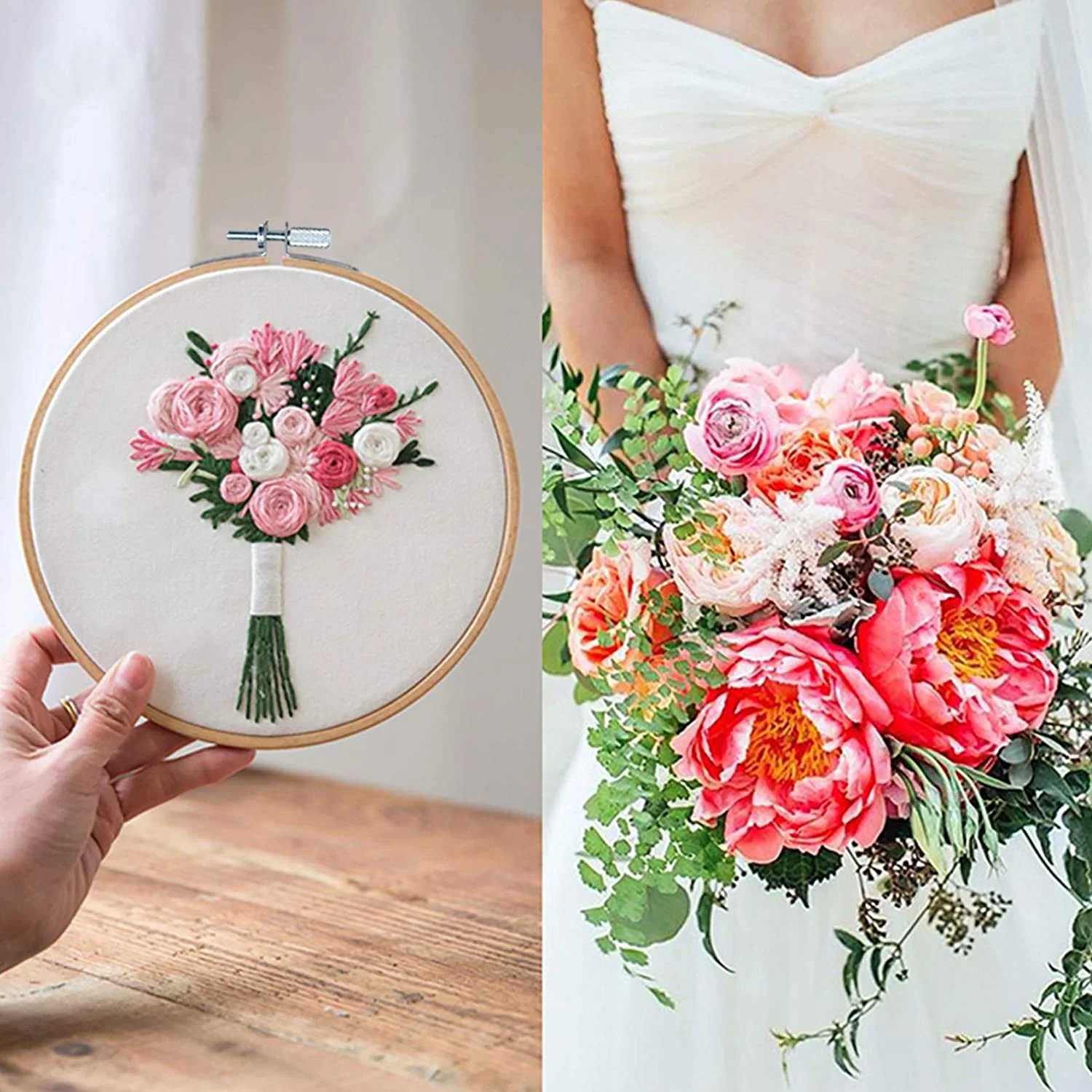 7.87IN Wooden Bamboo Floral Hoop Macrame Craft Hoop Ring Bamboo Frame bamboo circle for DIY Dreamcatcher Ring