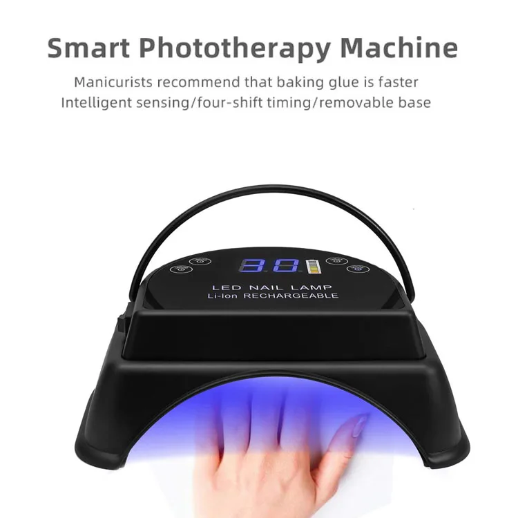 64W UV LED Nail Lamp Light Professional Nail Dryer Rechargeable Gel Nail Polish LED UV Light LCD Display-Infrared Hand Sensor