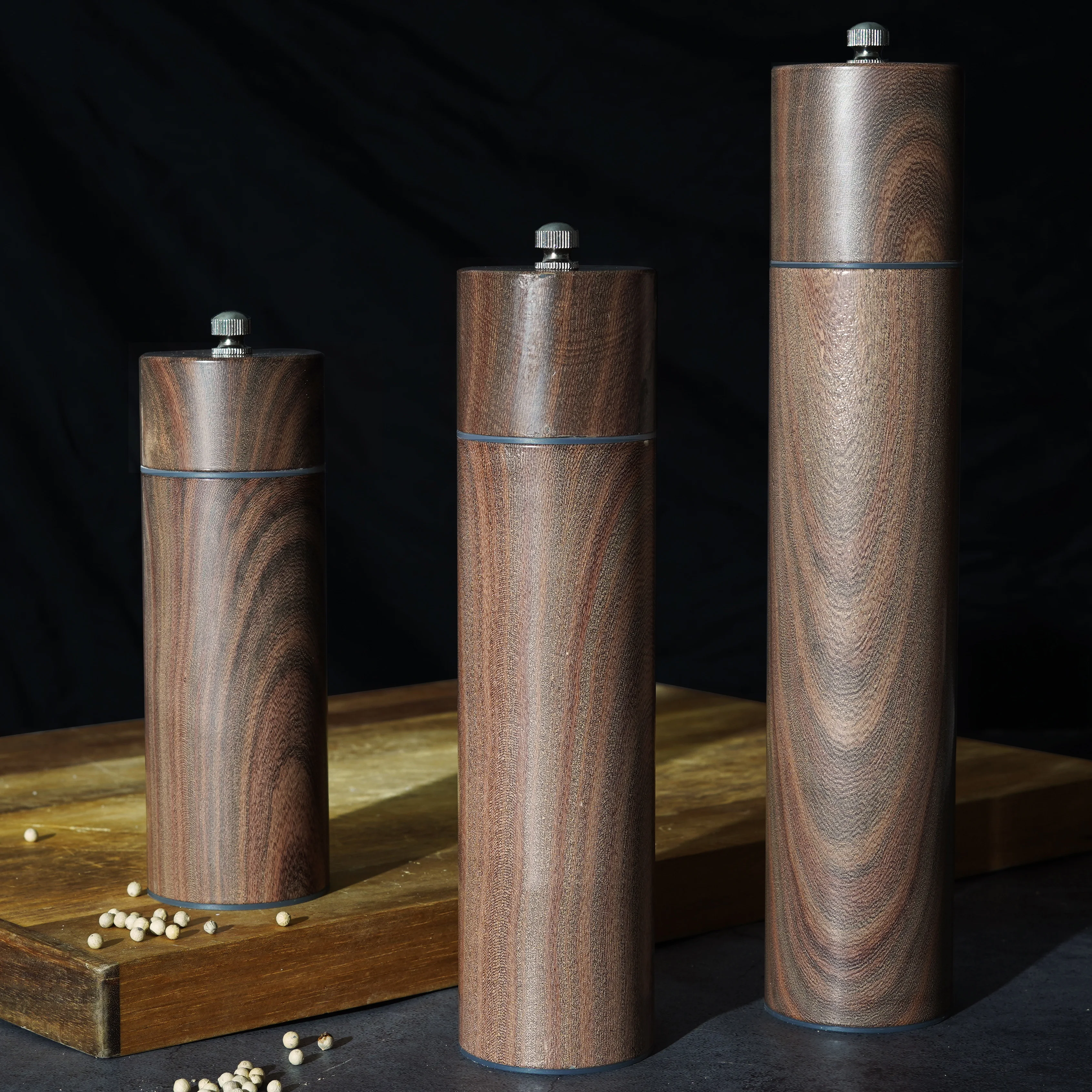 Wholesale High Quality Aluminum Wood grain pepper grander mill Manual Mechanism Salt and Pepper Grinders