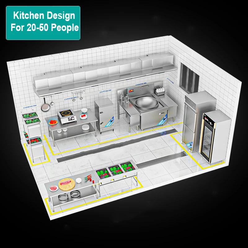 RTK Hotel Industrial  Kitchen Equipment Stainless Steel Restaurant Commercial Fast Food Kitchen Tools and Cooking Equipment