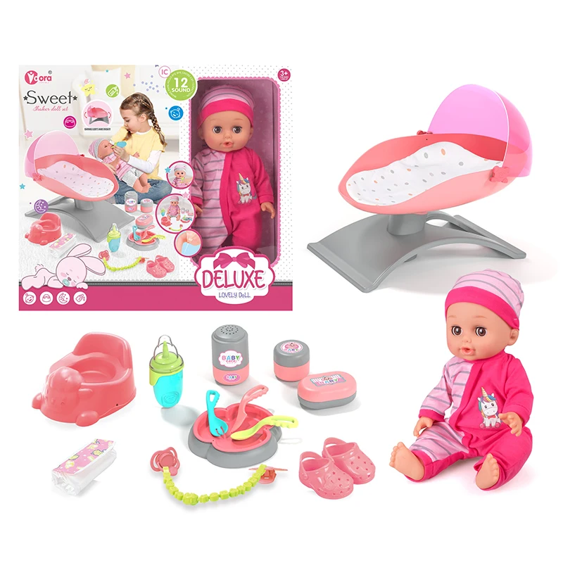 12 Sounds 14 Inch Cute Reborn Drinking Water Pee Baby Doll Sets for Sale Pretend Play Toys for Kids Girls Dolls Accessories Toys