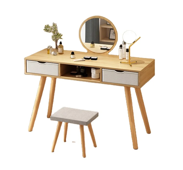 Household furniture wooden dressing table makeup design mirror with drawer set