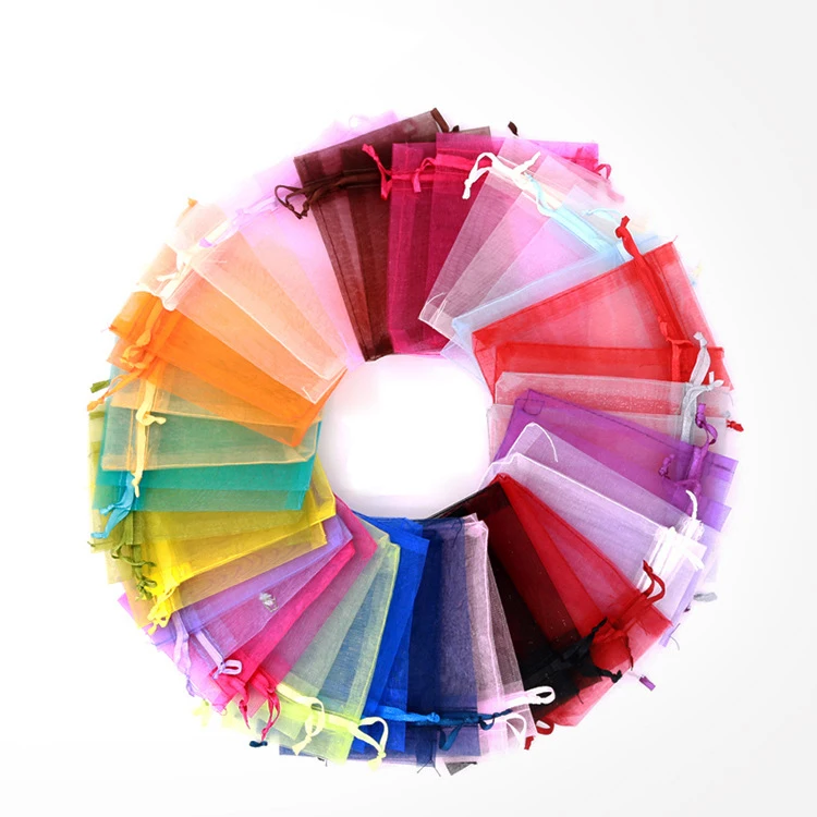 small drawstring gift  drawstring pouch bags feather organza bags wholesale custom christmas organza bags large