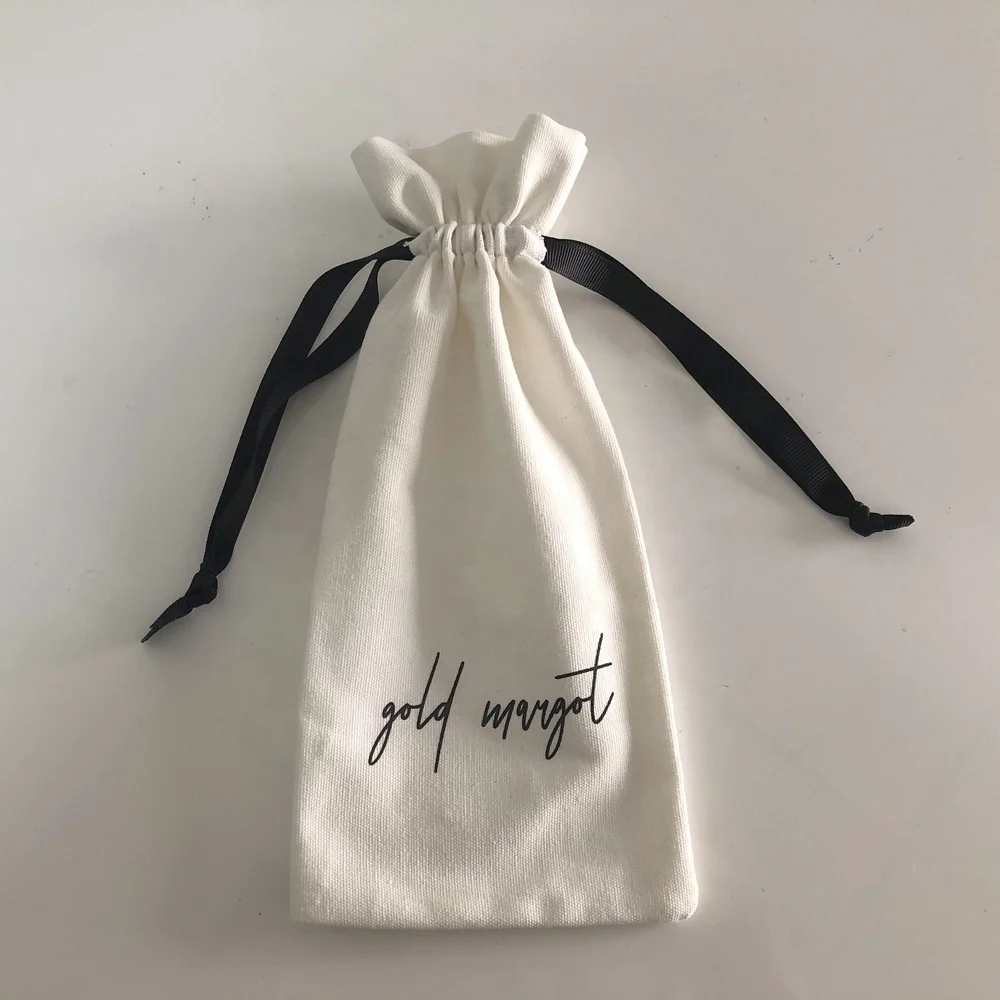 Reusable Mini pouch custom logo White Cotton Jewelry Gift Pouch With Drawstring Cotton Drawstring Dust Bags
