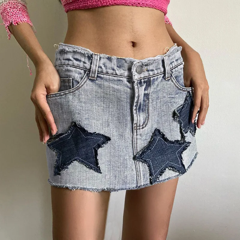 2023 hot sale a-line denim mini skirt summer ladies new design sweet jean skirt plus size womens skirts