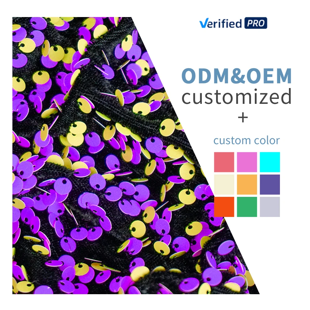 Wholesale factory custom hot-selling cheap price Super Soft materials 100% Polyester knitted velvet fabric with sequins