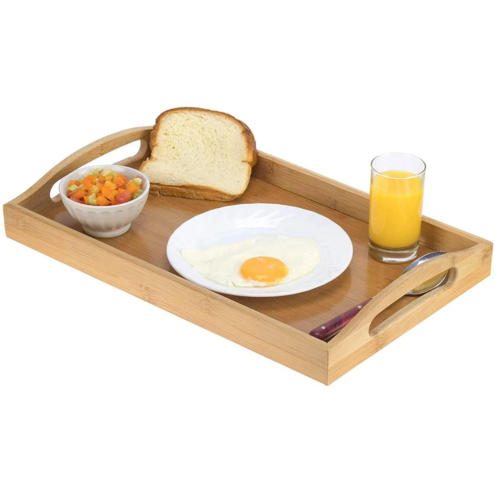 Caoxian Hi Home Bamboo Serving Tray With Handles Nice
