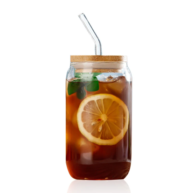 Online Best Seller 12oz Beer Can Shaped Borosilicate Glass Cup Without Bamboo Lid and Glass Straw