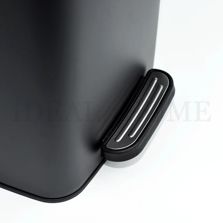 6L Removable Inner Bucket Rectangle Black Metal Easy-Close Lid  Pedal Bin Dust Bin Stainless Steel Trash Can with Step Pedal