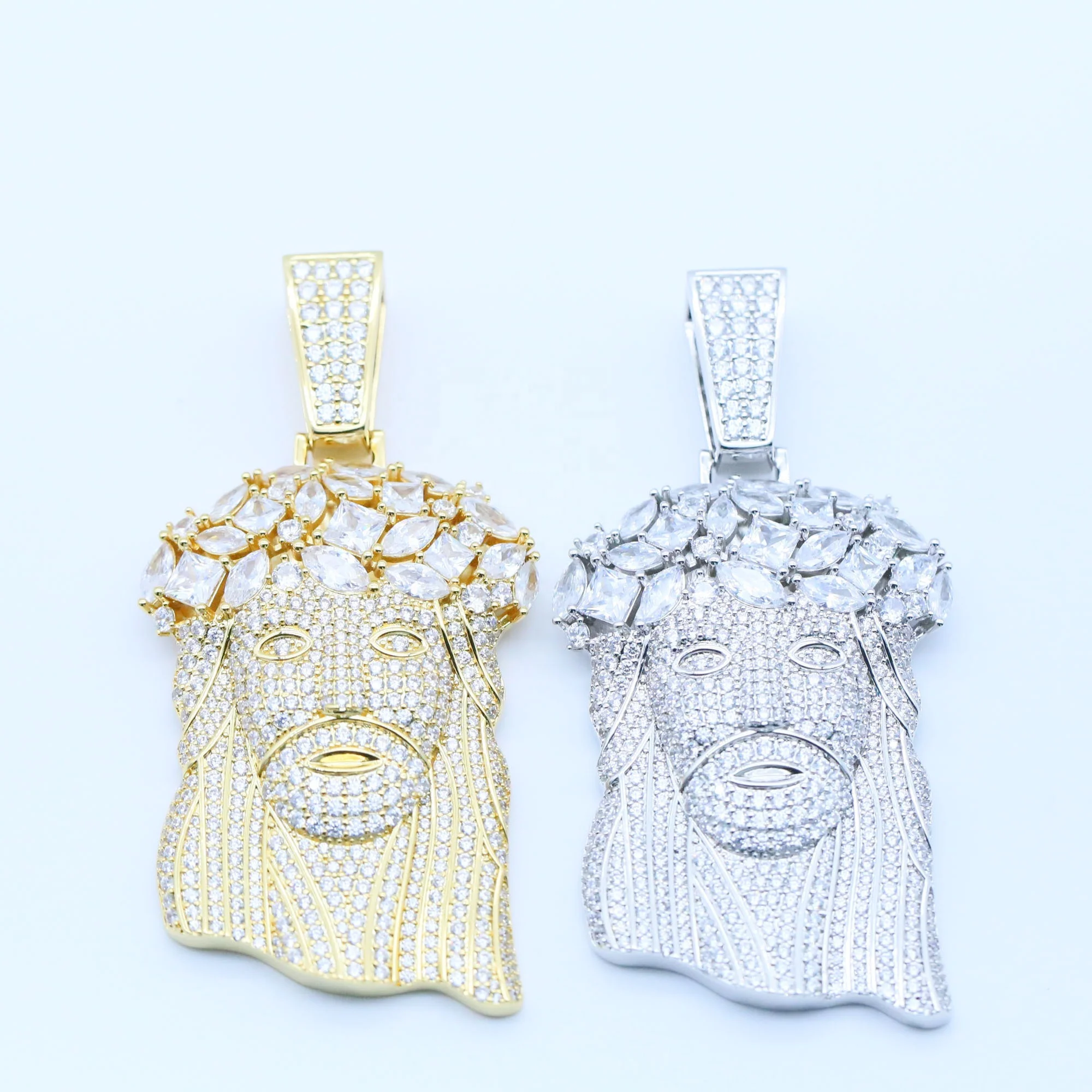 Luxury diamond 925 sterling silver pendant full paved cz diamond pendant hiphop religious jesus pendant