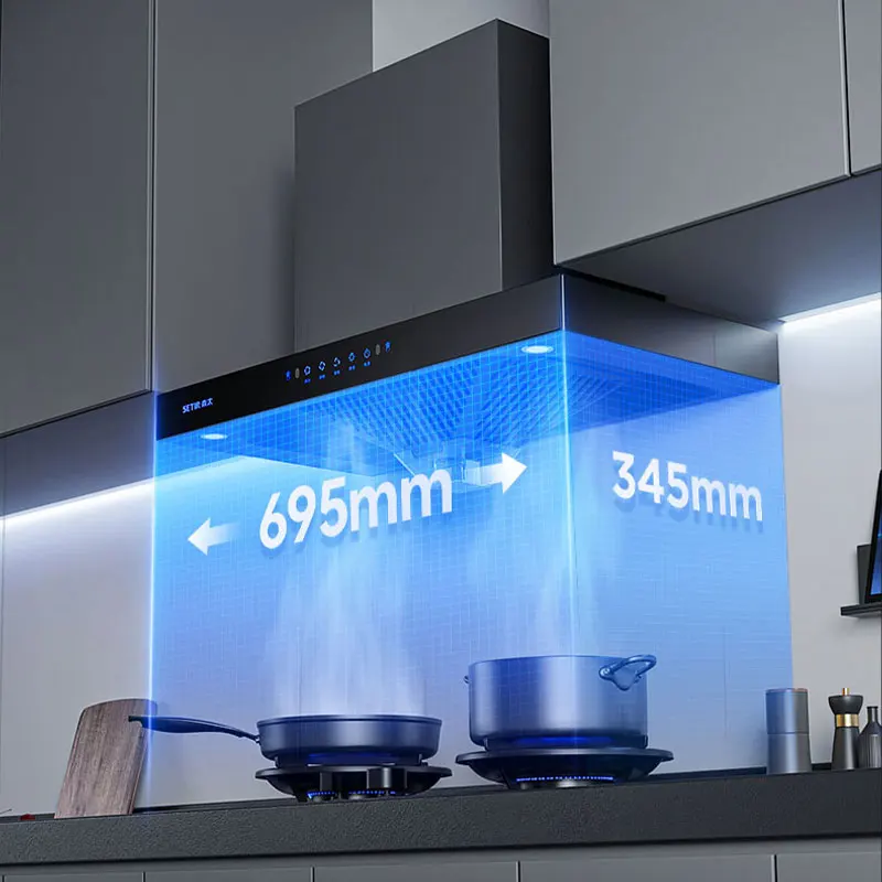 Double Turbo Motor Range Hood Wholesale Custom Slant Cooker Hood Electric Home Appliance Kitchen Chimney Extractor