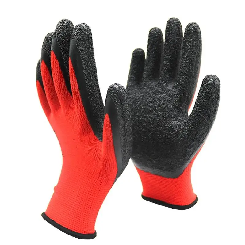 Wear resistant non-slip breathable handling protection gloves latex wrinkle construction work gloves