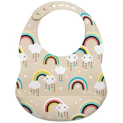 Custom New Printed Pattern Eco-friendly Waterproof Silicon baberos de silicona para bebes Silicone Baby Bibs
