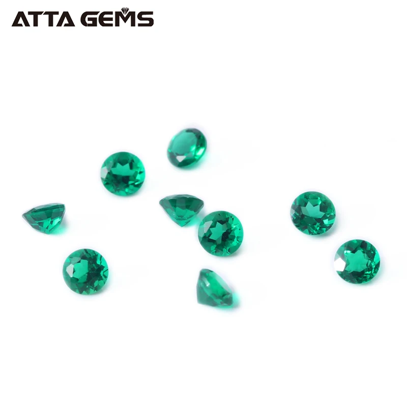 Hydrothermal Synthetic Emerald 6.5*6.5mm 1 Carat Round Cut Zambian Emerald Loose Gemstones
