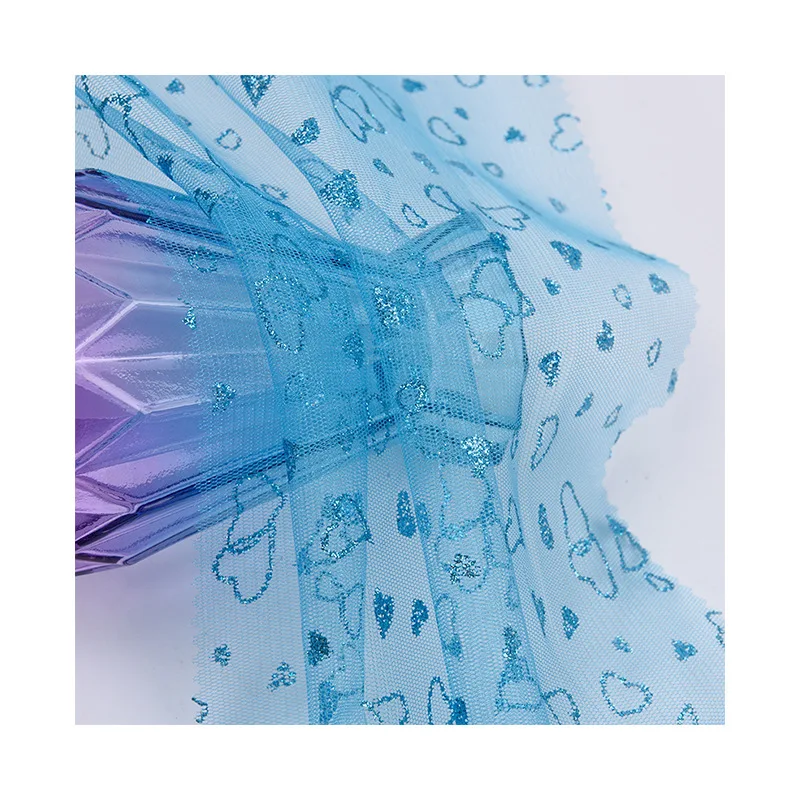 love heart new design chunky glitter tulle fabric shimmer fabric with glitter