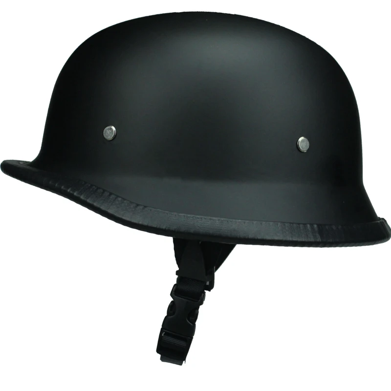 BLACK German Motorcycle Half Helmet Chopper Biker