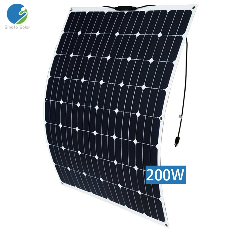 Singfo Solar 200w Wholesale Efficient 20V ETFE Monocrystalline Kit Solar Panel Flexible For Boat RV