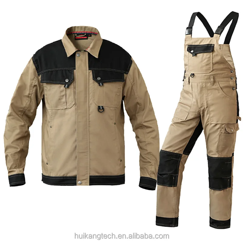 100% cotton Khaki work jacket work trousers overalls multi-pocket wear-resistant working pants men workwear Pants With Knee Pads