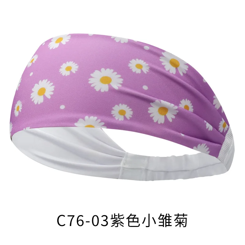 Yoga hair band Internet celebrity little daisy printed hair band fashion headband sweat-absorbent stretch exercise hair band